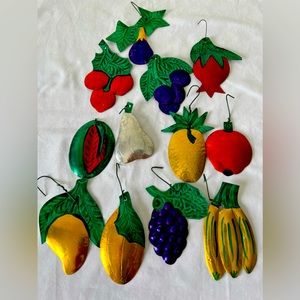 Vintage Mexican tin ornaments for Christmas
